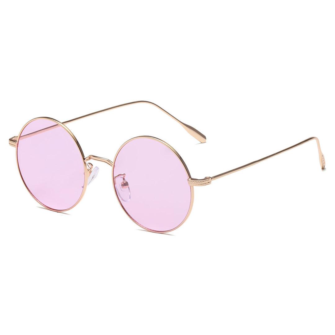 Dame rund solbrille med elegant metallramme og polarisert glass Luvikno