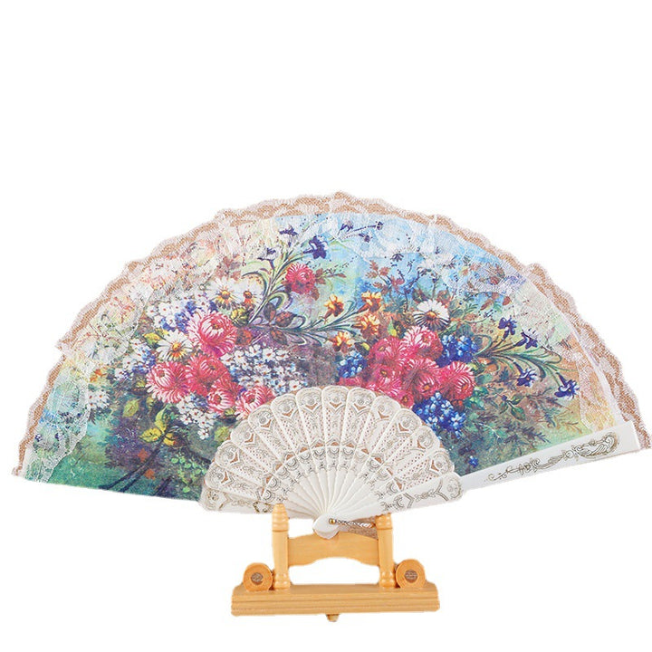 Dame Elegant Håndvifte med florale motiver Luvikno