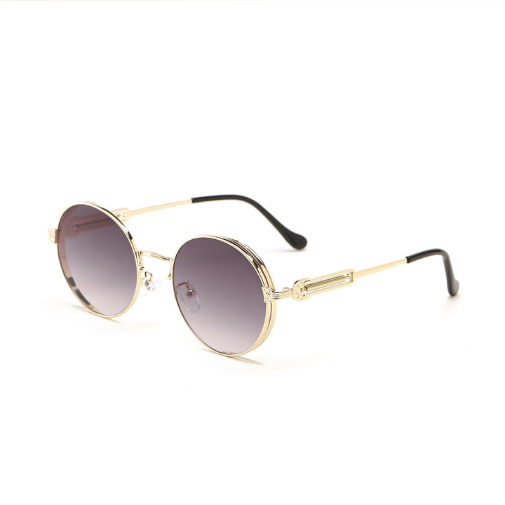 Dame rund Vintage-solbrille med eksklusiv metallramme Luvikno
