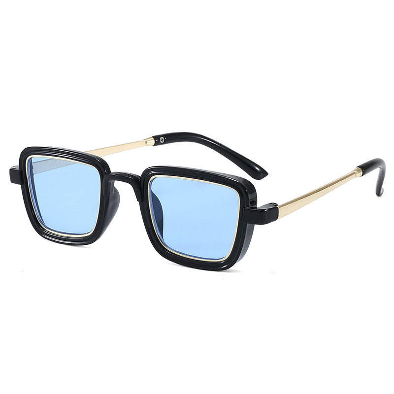 Dame firkantet solbrille med gjennomsiktig ramme og gyldne detaljer Luvikno