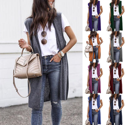 Luvik | Naisten neuleliivi rentossa oversized-muotoilussa, avoimilla etuosa ja lyhyillä hihansulkuilla