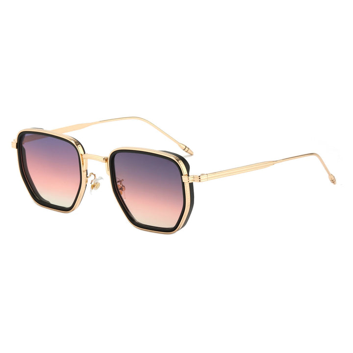 Dame Kvadratisk Designer Solbrille med moderne Metallramme Luvikno