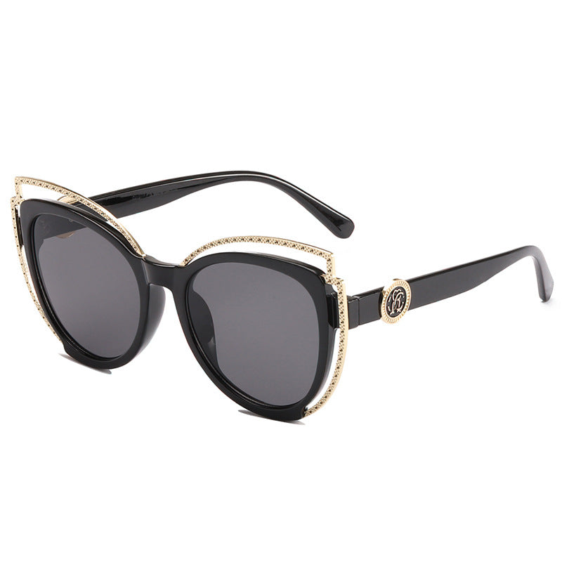 Dame Cat-Eye solbriller med glitrende detalj Luvikno