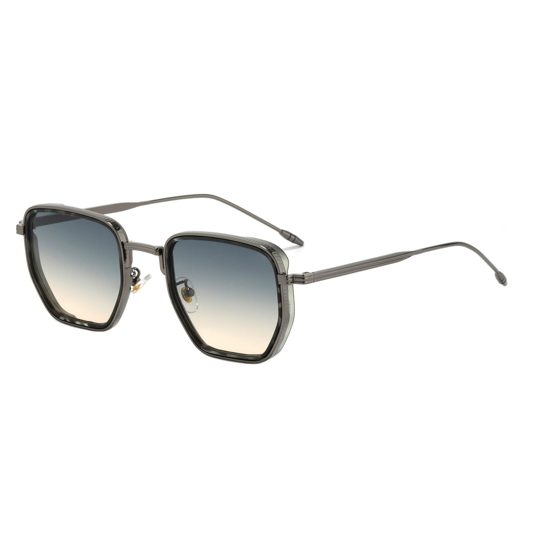 Dame Kvadratisk Designer Solbrille med moderne Metallramme Luvikno