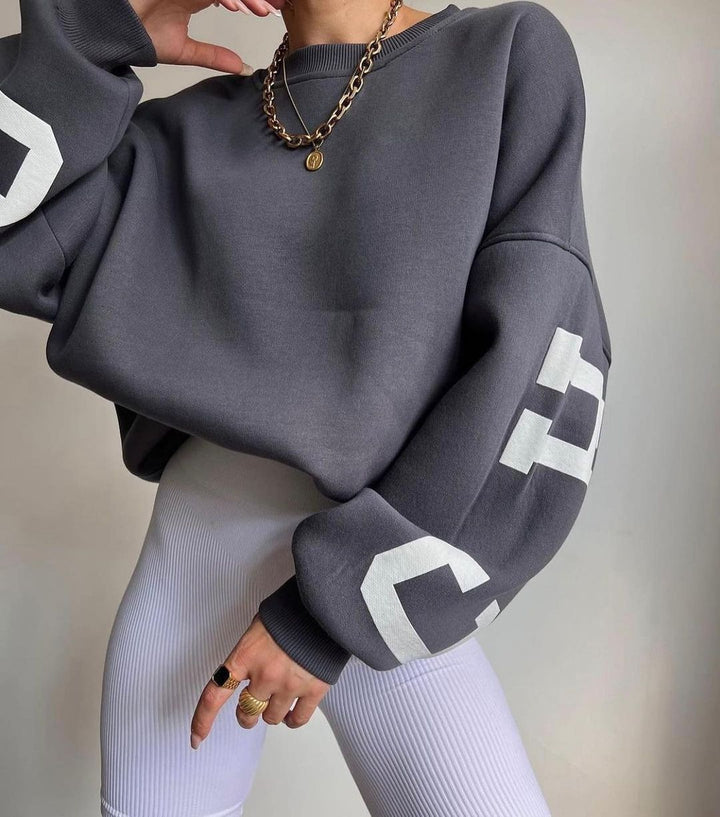 Dame avslappet oversized genser med kontrasterende ermer Luvik