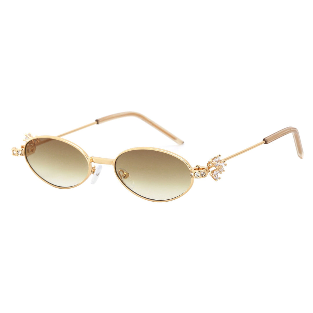 Dame Designer solbrille med elegant, speilvendt ramme og stilige dekorasjoner Luvikno