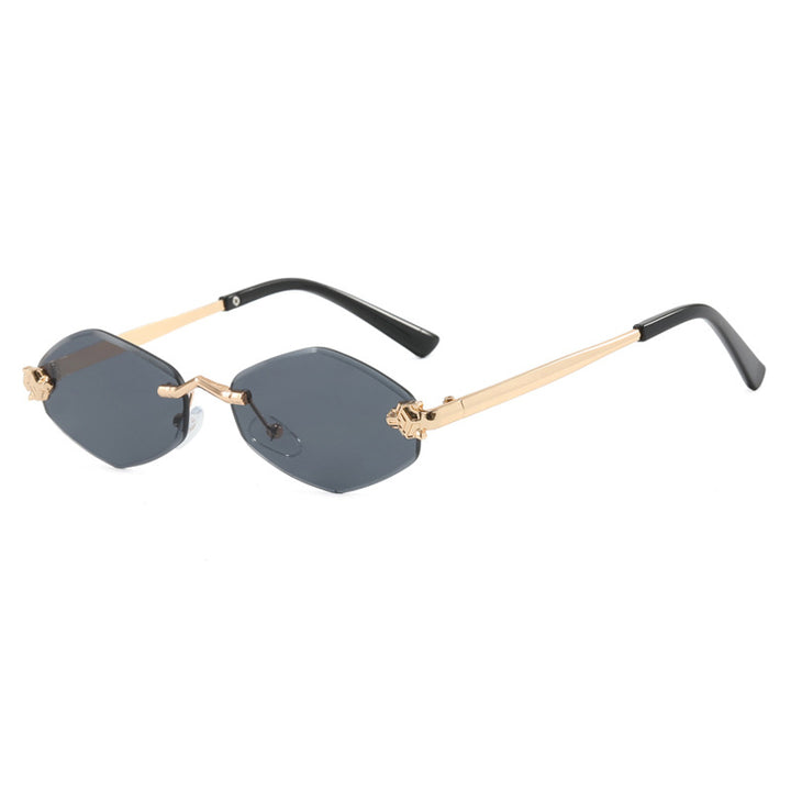 Dame geometrisk solbrille med dobbelt metallramme og beskyttende linser Luvikno