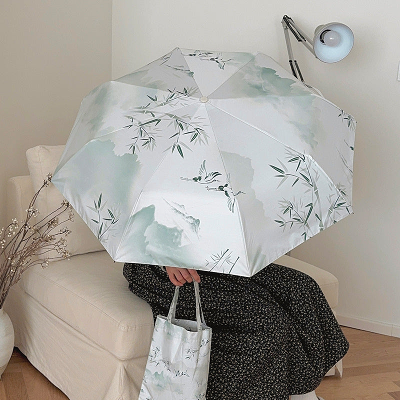 Dame shoppingbag med integrert sammenleggbart paraply Luvikno