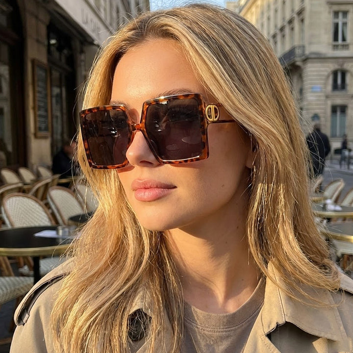 Damer Elegant Oversized-solbrille med geometrisk ramme og polariserte linser Luvikno