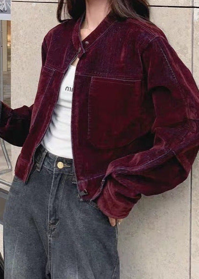 Luvik | Cord jacket – Vintage-inspiroitu vetoketjullinen takki, joka on valmistettu pestystä sametista