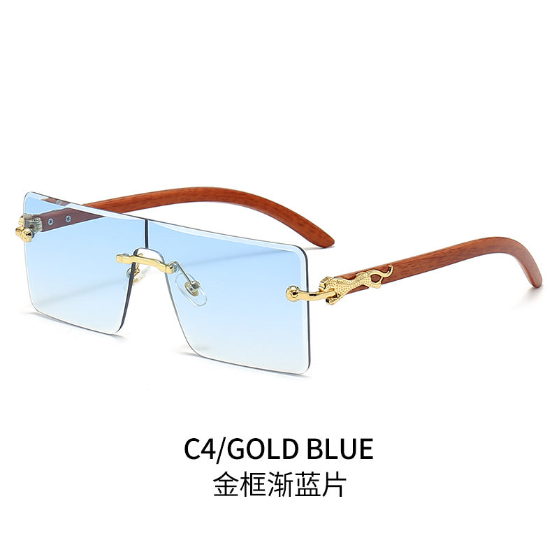 Dame oversized moderne solbriller med luksuriøse tre- og metallelementer Luvikno