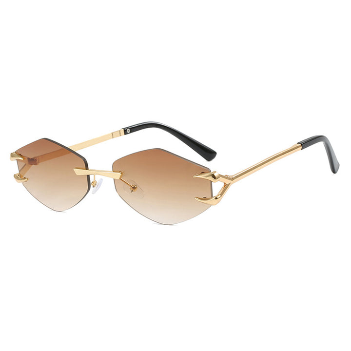 Dame ekstravagant hexagonal solbrille med innovativ ramme og UV-beskyttelse Luvikno