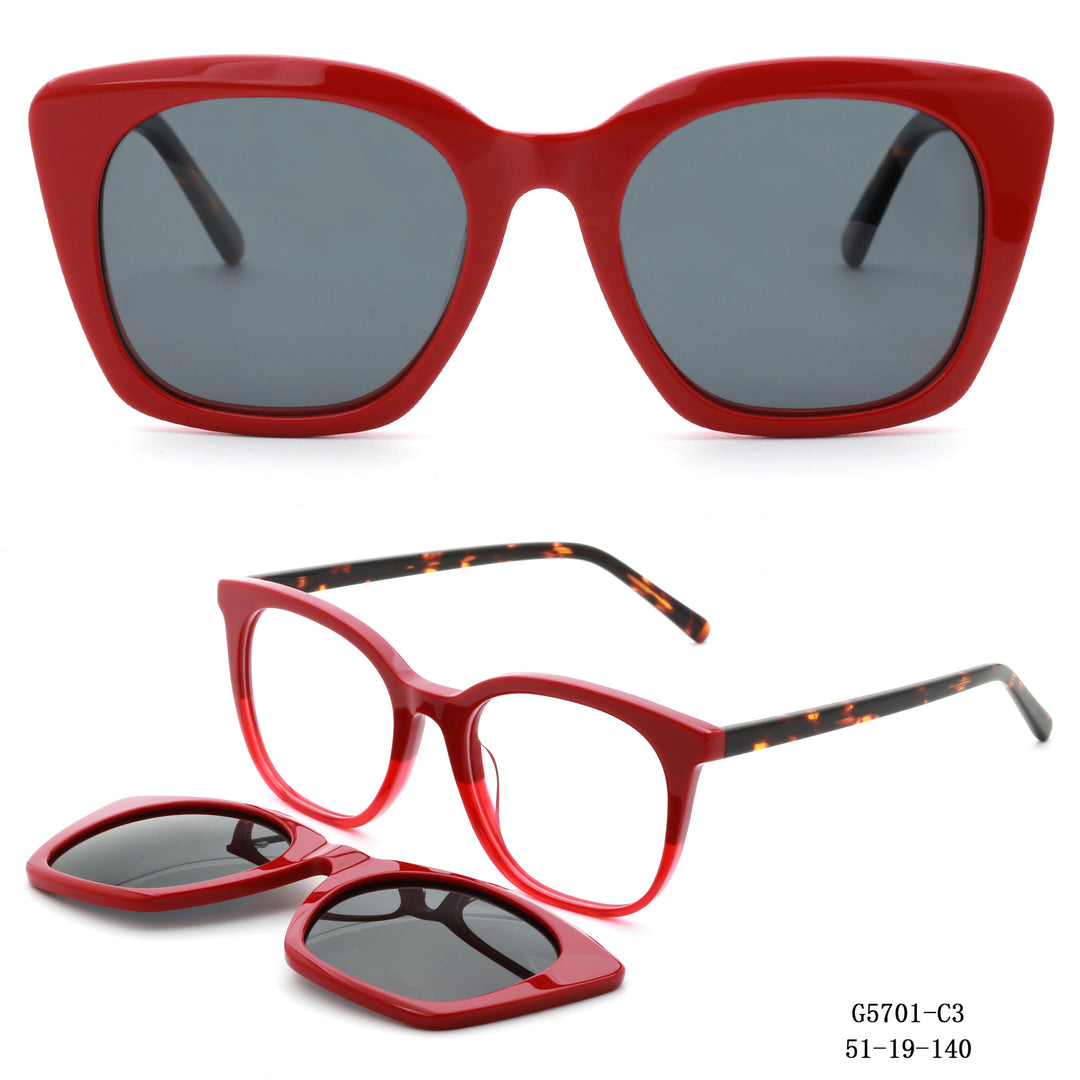 Dame retro-inspirert solbrille med avtagbare glass Luvikno