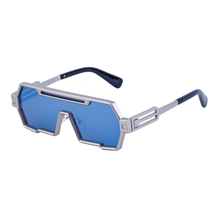 Dame motorisert solbrille i futuristisk design med bred ramme Luvikno