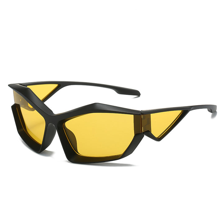 Dame sporty performance solbriller med moderne geometrisk ramme Luvikno