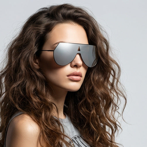 Dame futuristisk oversized solbriller med beskyttende metallramme Luvikno