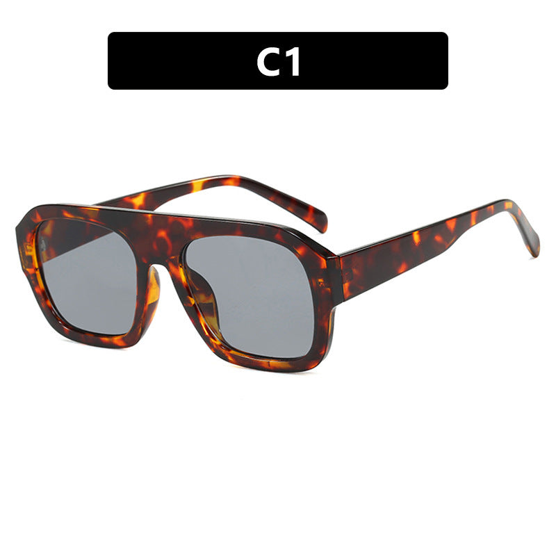 Dame oversized solbrille med markant rektangulært ramme Luvikno