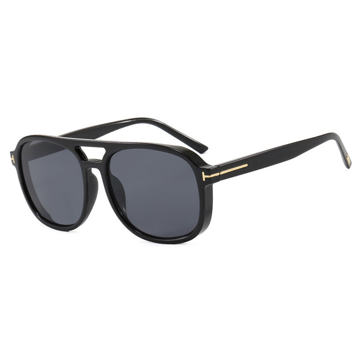Dame kvadratisk solbrille med luksuriøs plastramme og speilglass Luvikno