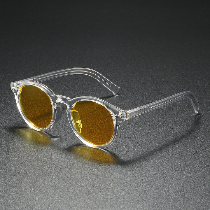Dame Rund-solbrille med transparent ramme og reflekterende glass Luvikno