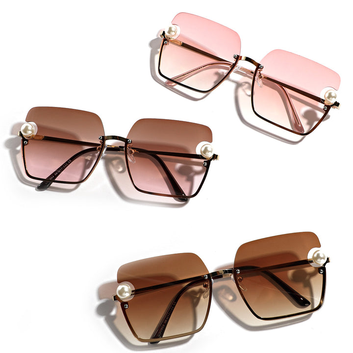 Dame firkantet solbrille med elegant gjennomsiktig ramme Luvikno