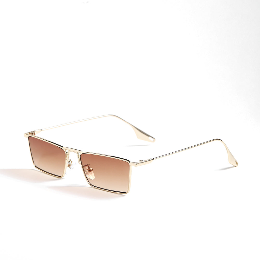 Dame elegant geometrisk solbrille med stilig metallramme Luvikno