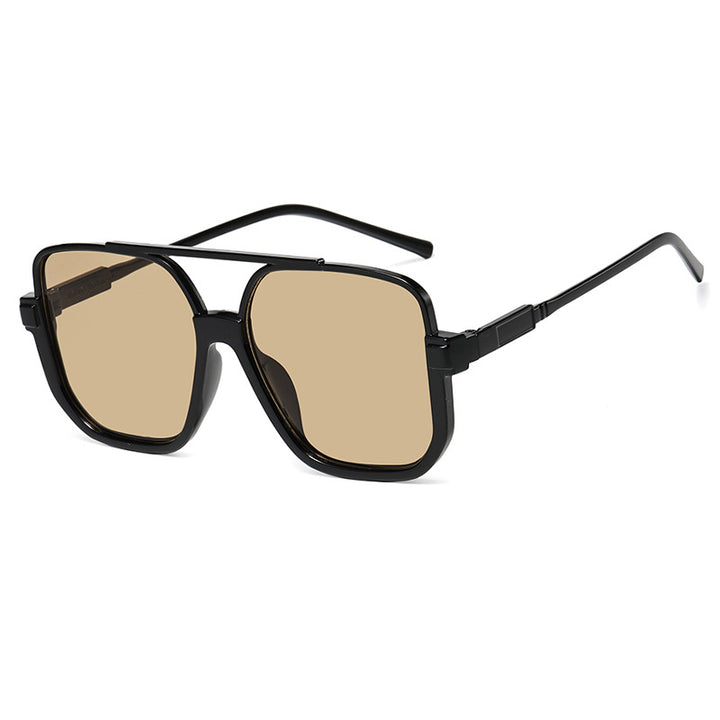 Dame kvadratisk solbrille med gjennomsiktig ramme og grønntonet glass Luvikno