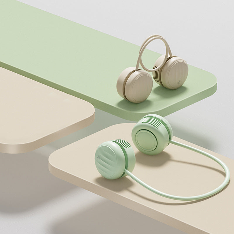 Kjølende handsfree dual-hodet bærbar nakkevifte med fleksibel gåsehals og USB-C opplading Luvikno