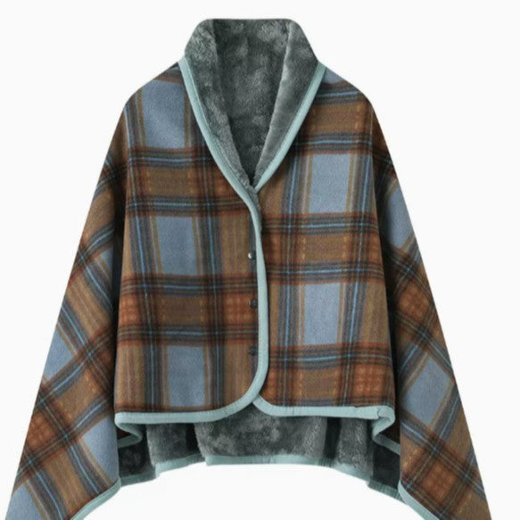 Damer elegant og komfortabel fleece poncho teppe Luvikno