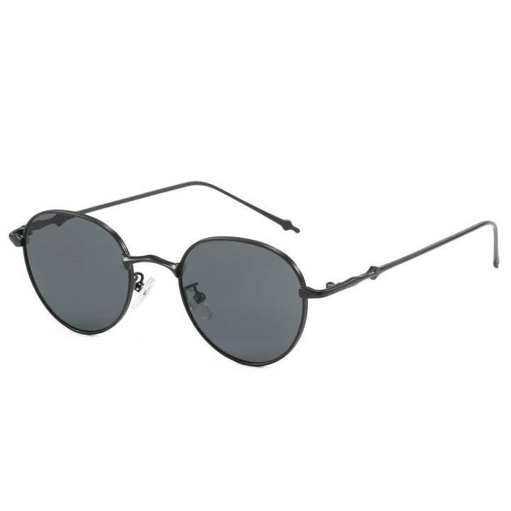 Dame elegante runde solbriller med moderne metallramme Luvikno