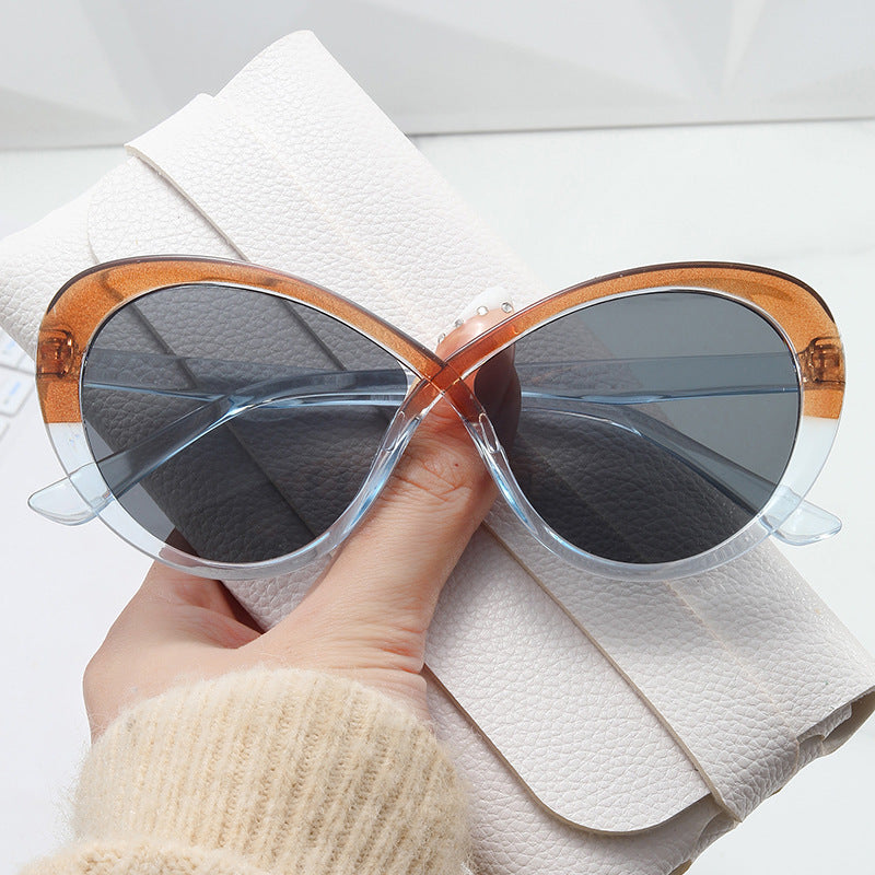 Dame Cat-Eye solbriller med speilfolierte glass Luvikno