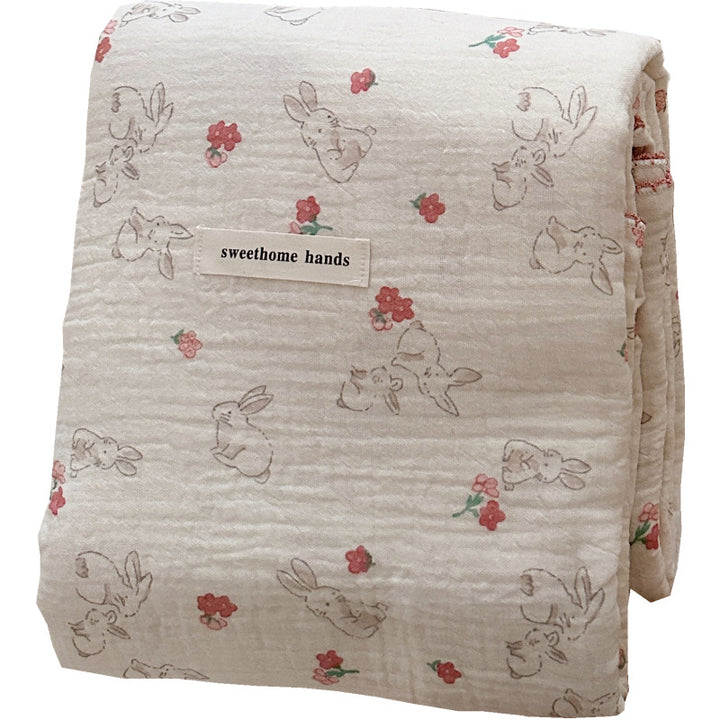 Unisex Cozy Muslin Blanket med Søtt Kanin Design Luvikno