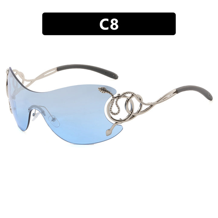 Dame futuristisk solbrille med lekent design Luvikno