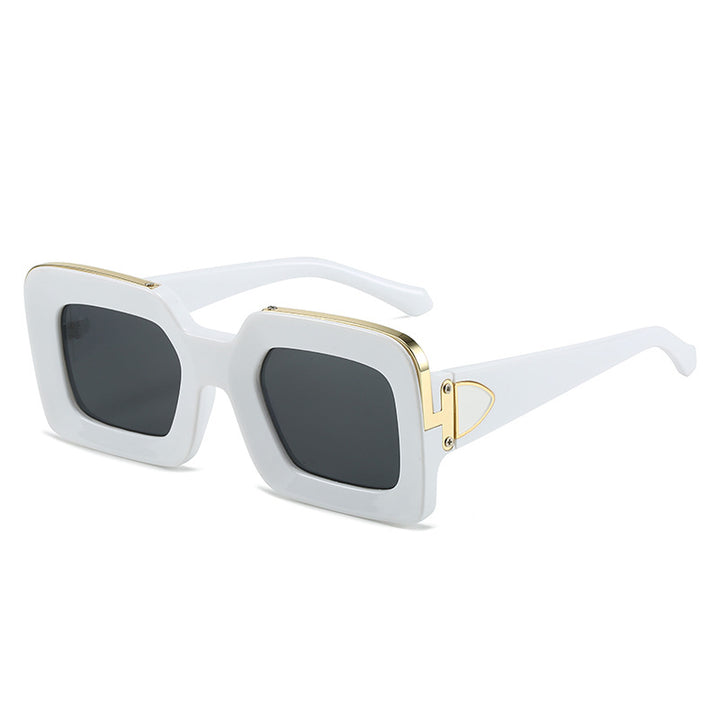 Dame kvadratisk solbrille med luksuriøs design og gyldne accenter Luvikno