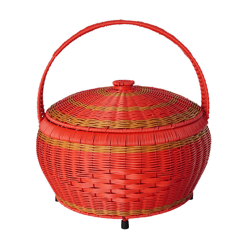 Dame Rattan Oppbevaringskurv med Lokk Luvikno