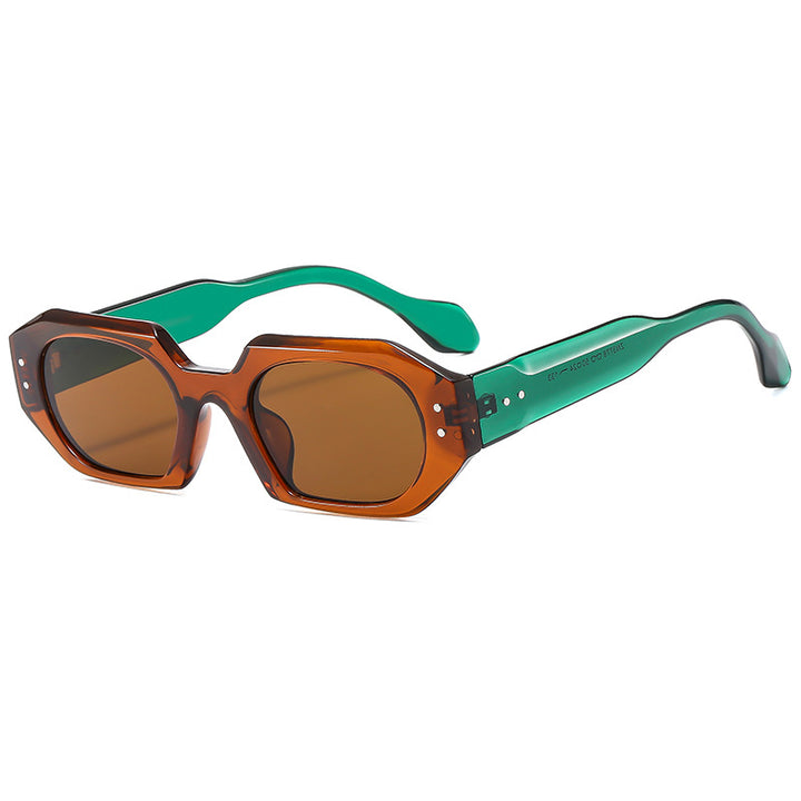 Dame moter solbrille i markant, åtte-sidet design Luvikno