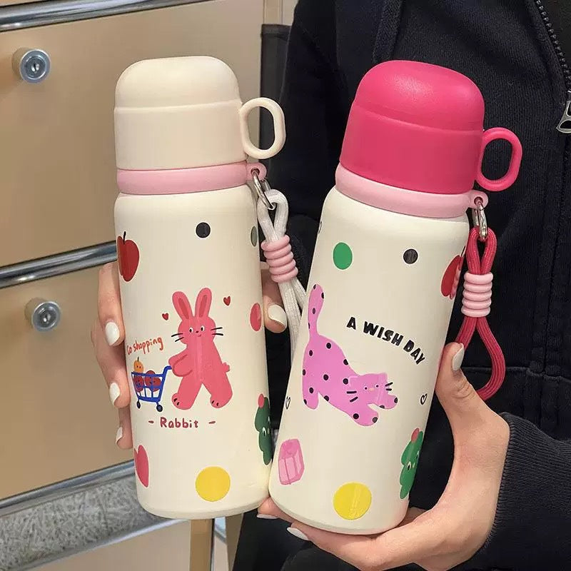 Damen Isolier-Trinkflasche mit sicherem Tragegriff und kreativem Tierdesign Luvikno