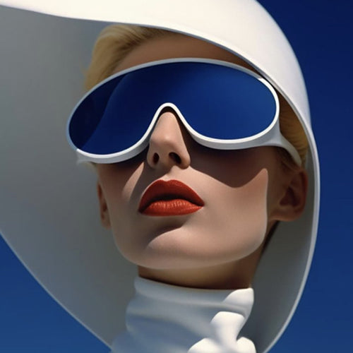 Dame futuristisk solbrille med store glass og ergonomisk ramme Luvikno