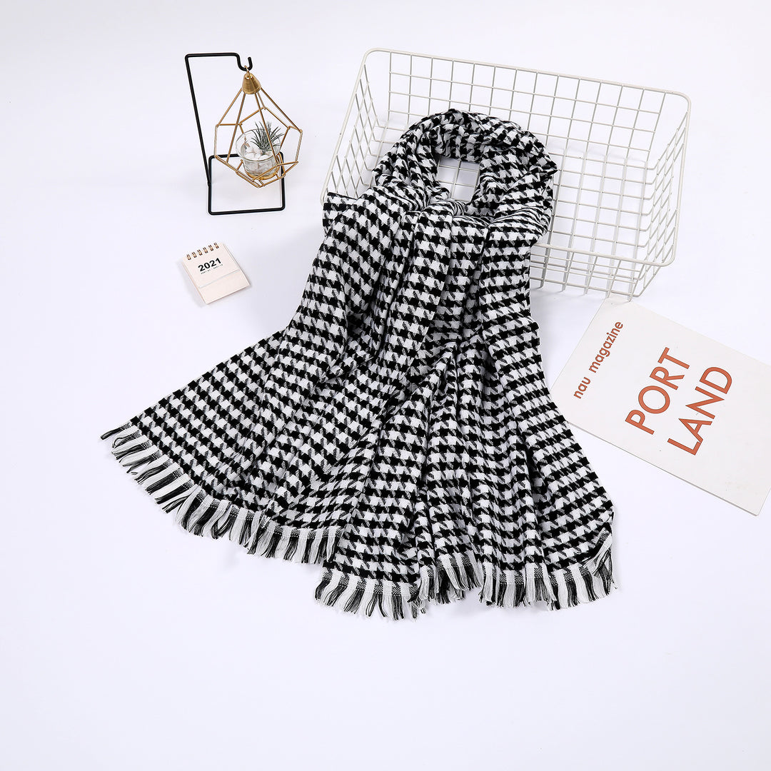 Dame elegant skjerf med houndstooth mønster Luvikno