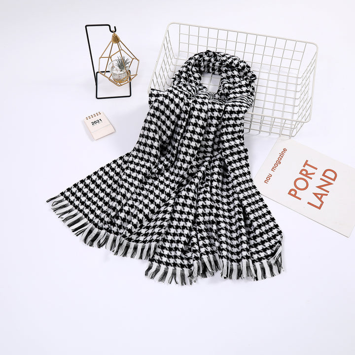 Dame elegant skjerf med houndstooth mønster Luvikno