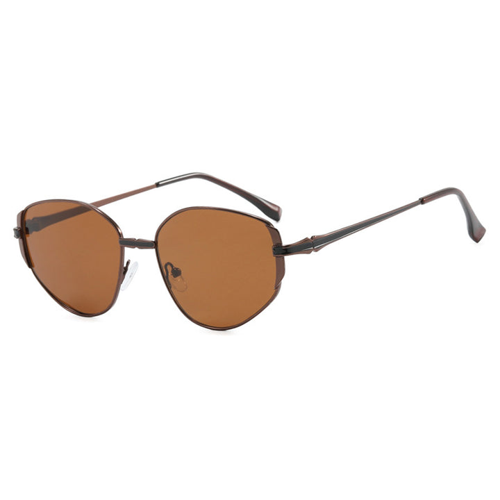 Dame moderne geometrisk solbrille med stilfull metallramme Luvikno