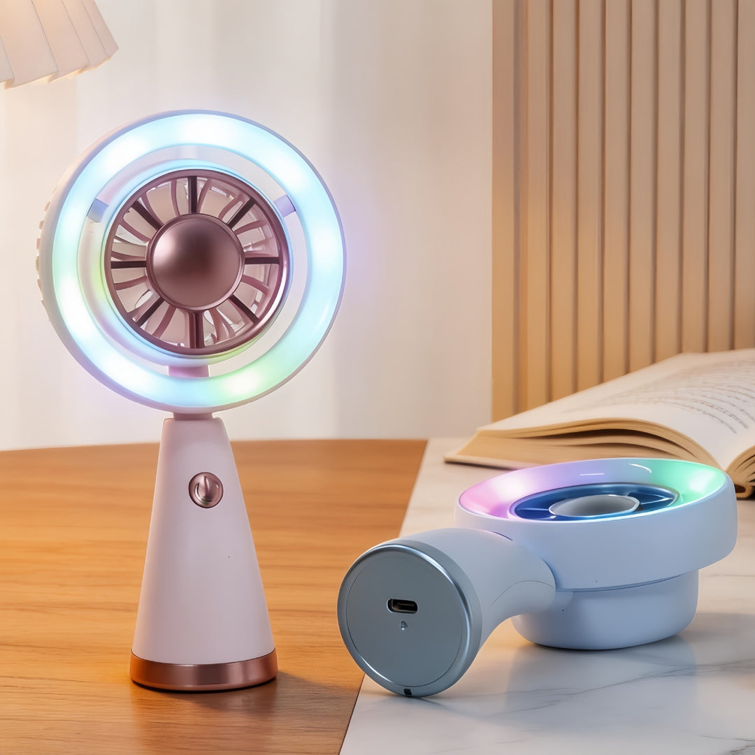 Damer Bærbar RGB Håndvifte med USB-ladefunksjon Luvikno