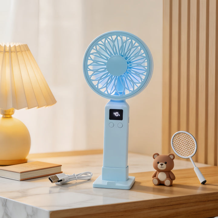 Damer Bærbar USB-vifte med LED-skjerm og ergonomisk design Luvikno