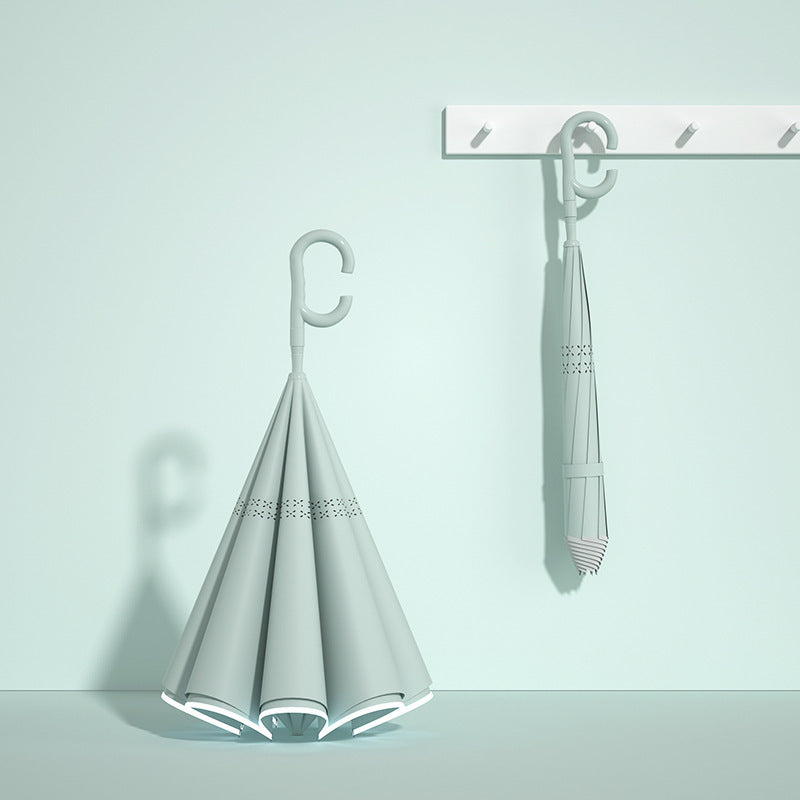 Damer innovativ mini sammenleggbart paraply med ergonomisk håndtak Luvikno
