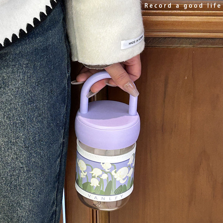 Dame isolerende drikkeflaske med ergonomisk håndtak og elegant blomsterdesign Luvikno