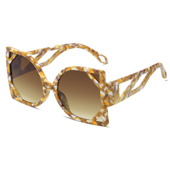 Dame geometrisk solbrille med eksklusiv design og UV-beskyttelse Luvikno