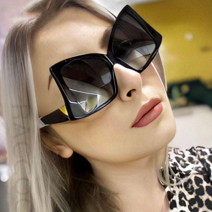 Damer oversized solbriller med elegant kvadratisk ramme og beskyttende UV-beskyttelse Luvikno