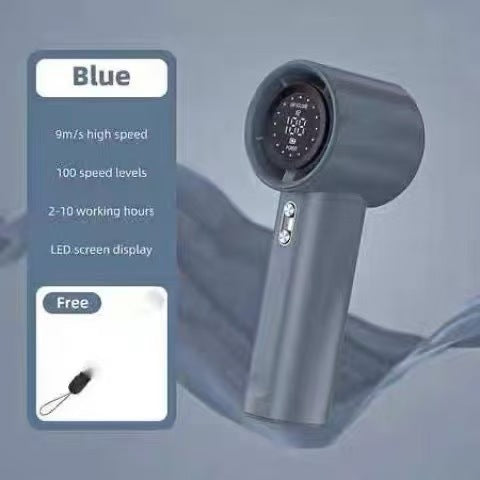 Unisex nan kompakt bladløs håndvifte med LED-skjerm, flerstegs regulering og batteridrift Luvikno