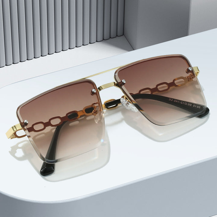 Dame Kvadratisk Solbrille med elegant Kjede Struktur Luvikno