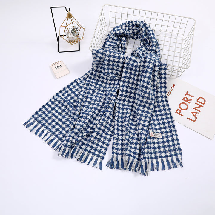 Dame elegant skjerf med houndstooth mønster Luvikno