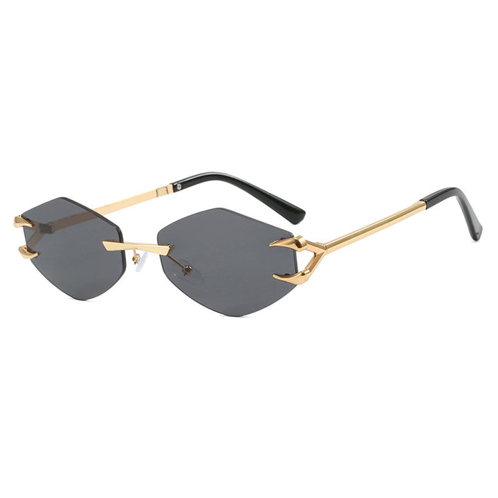 Dame ekstravagant hexagonal solbrille med innovativ ramme og UV-beskyttelse Luvikno